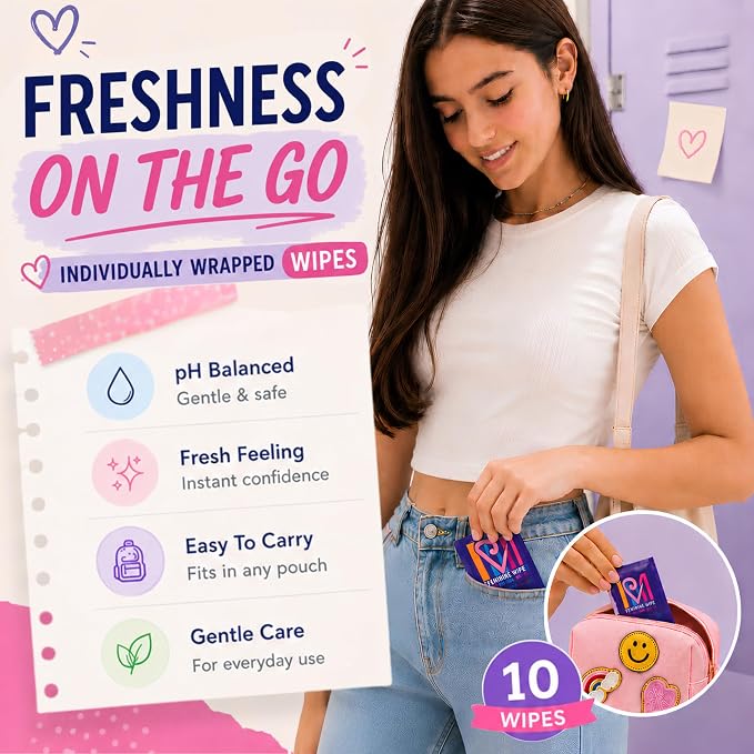 Period Kit for Tweens - First Period Kit for Girls 9-12 10-14 for School- Comfort Fit Feminine Pads Designed for Tween Teens Needs- Period Bags for Teen (Pink)
