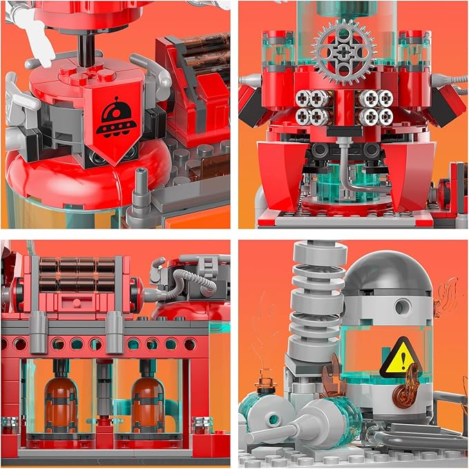Space Fire Station Builidng Set Compatible with Major Brand City Fire Station, Firefighter Gifts, Difficult Toys for 14 Year Old Boys and Up(919pcs)