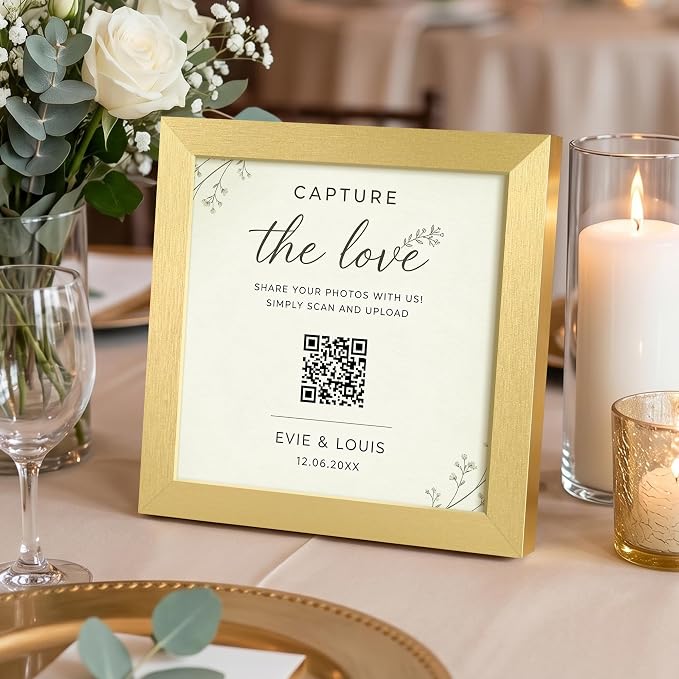 upsimples 6x6 Picture Frame, Display Pictures 4x4 with Mat or 6 x 6 Without, Wall Hanging Square Frames, Gold, 1 Pack