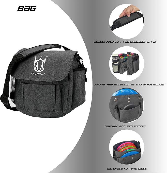 CROWN ME PDGA Aprroved Disc Golf Pro Set with Bag and 6 Discs