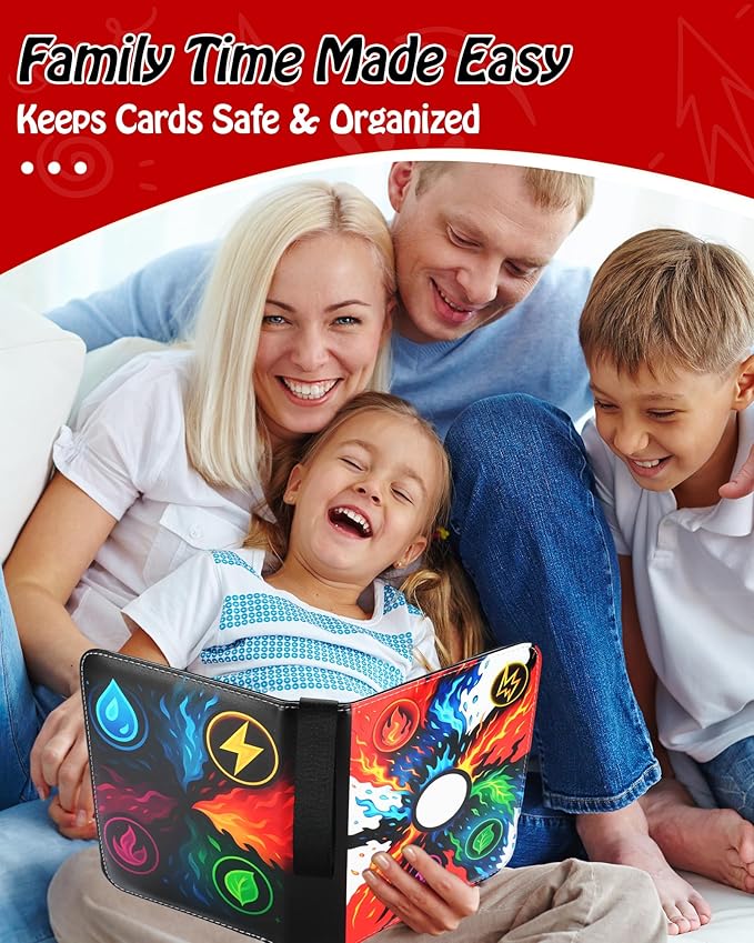 Trading Card Binder, 9-Pocket, Holds 1080 Cards, 120 Pages Side-Loading Card Album, PU Leather, Acid-Free Archival Sleeves, Durable Organizer for MTG, TCG & Sports Cards, Gift for Kids, Boys and Girls