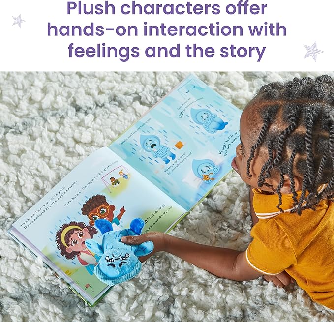 hand2mind Feelings Family Introductory Storybook and Plush Set, Toddler Emotions Book, Social Emotional Learning Activities, Play Therapy Toys, Preschool Books 3-5, Calm Down Corner Supplies