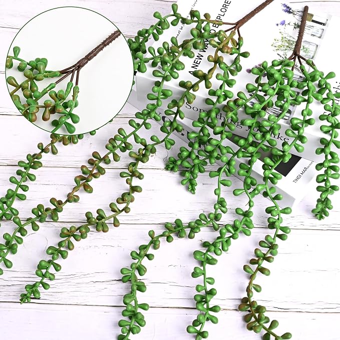 Waipfaru 4Pcs Artificial Hanging Plants for Outdoors, Fake Vines Greenery | UV Resistant Faux Outdoor Plants Ivy Vines for Modern Boho Patio Outdoor Indoor Party Wall Porch Gazebo Aesthetic Decor