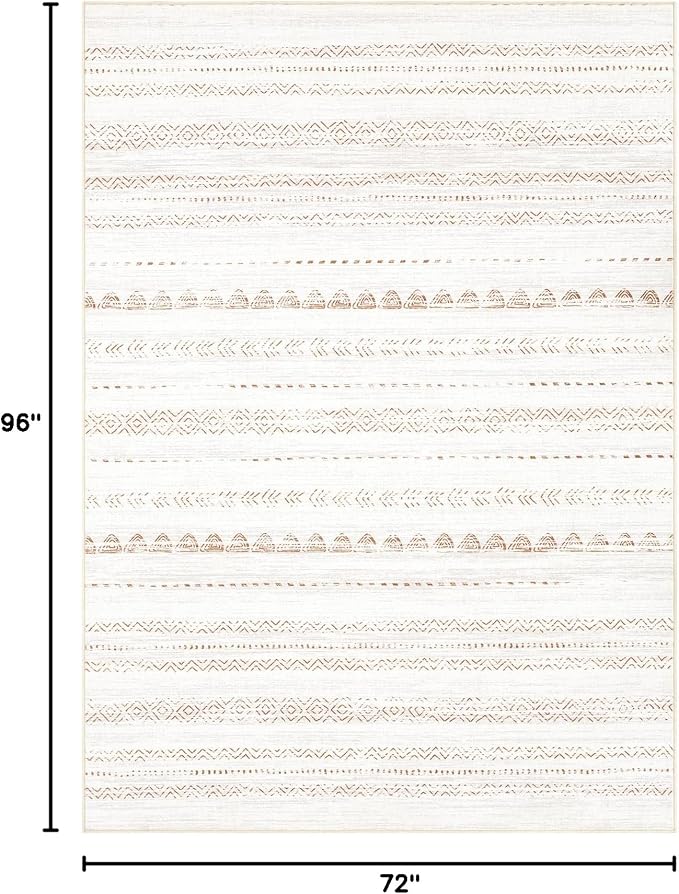 Nakagishi Boho 6x8 Area Rug Living Room Rugs Machine Washable Brown | Soft, Pet & Kid Friendly, Carpet for Living Room/Bedroom/Office/Kitchen/Nursery, Daily Home Decor Stain Resistant Moroccan