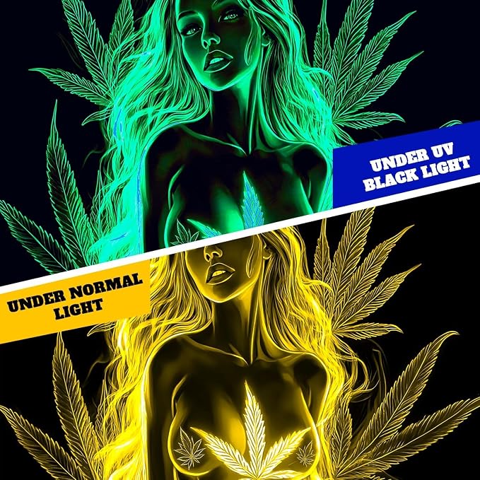 Bcsewcg Blacklight Art, Uv Glow in the Dark Tapestry Wall Hanging, Women Sexy Green, Hot Girl Poster for Adults Room Bedroom Dorm Wall Decor