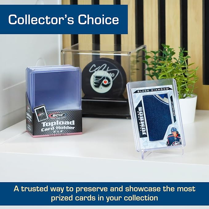 BCW Thick Card Topload Holder | Holds Relic, Patch, and Jersey Cards | Protective Card Sleeves for Collectibles and Trading Cards | Protective Rigid Plastic Display Card Holder (168 pt. / 4.25 MM)