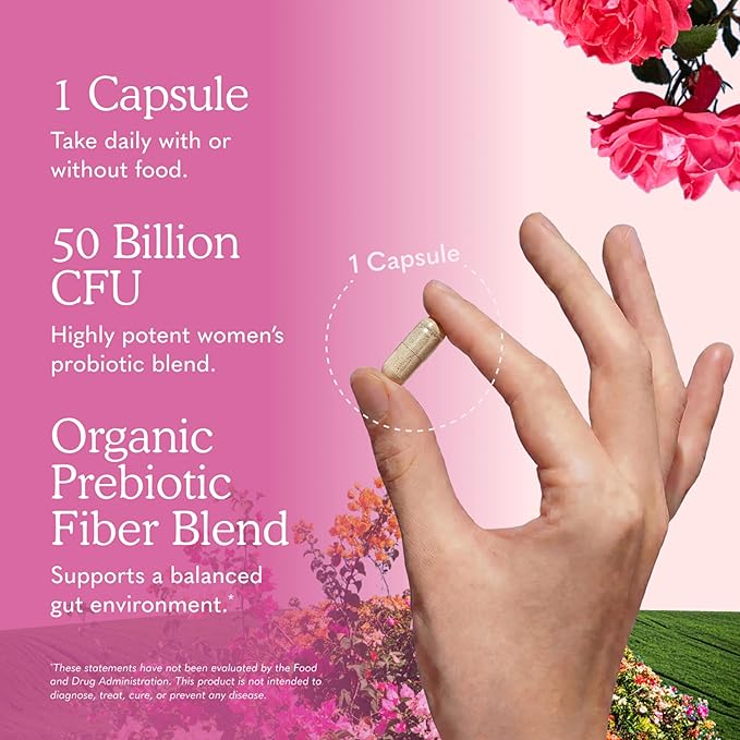 Garden of Life Dr. Formulated Once Daily Women's Probiotics with 50 Billion CFU & Organic Prebiotics – Vaginal Health, Digestive Support, Immune Support, Dairy Free, 30 Capsules