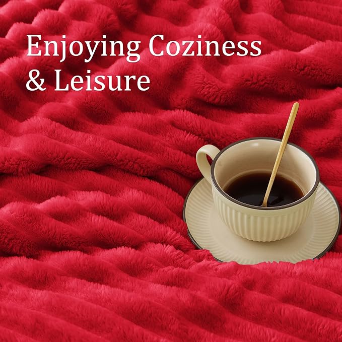 BEDELITE Striped Fleece Throw Blanket, Red, 50"x60" | 300GSM Microfiber Fleece, Soft Cozy, Lightweight Warm, Double-Sided Plush, Machine Washable, Gift, Room Decor, for Couch Sofa