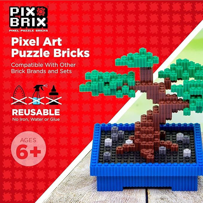 Pix Brix Pixel Art kit Puzzle Bucket - 1,500-Piece Kit with 11-Color Light Palette – Patented Interlocking Building Bricks for 2D and 3D Creations – STEM Toy for Ages 6+