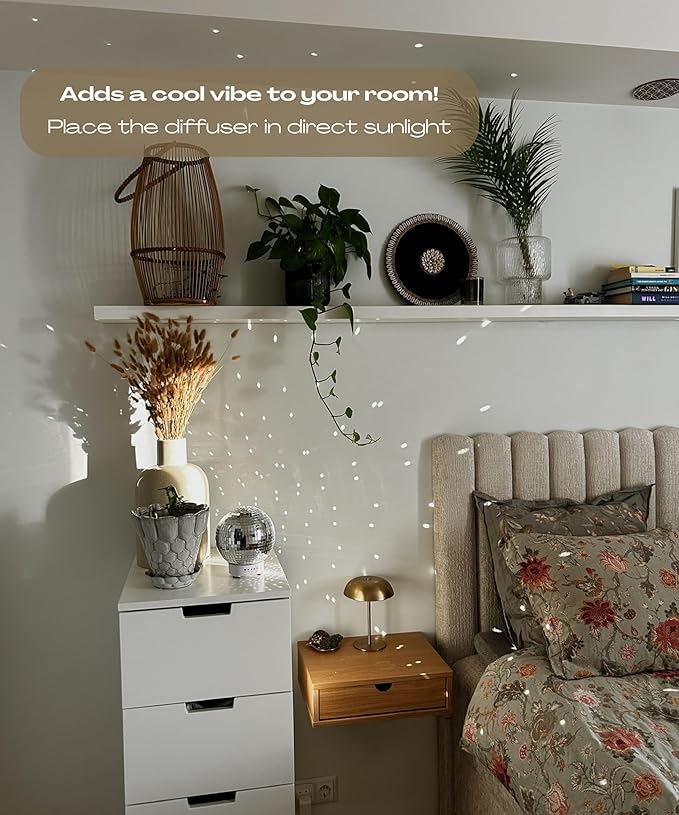 Rotating Disco Ball Diffuser – Cute Essential Oil Diffuser and Humidifier for Home, 3 Timer Modes, Mirror Ball Retro & Preppy Room Decor | Disco Ball Gift