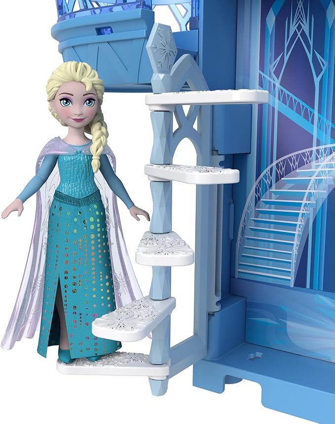 Mattel Disney Princess Toys, Storytime Stackers Elsa Ice Palace, Stackable Castle Doll House with Small Doll & 8 Pieces, Inspired by The Disney Frozen Movies