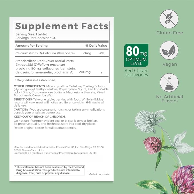 Promensil Menopause Double Strength Supplements - 30 Count, Pack of 3 | Red Clover & Isoflavones, Hot Flashes, Night Sweats, & Restlessness Support for Women, Menopause Supplements