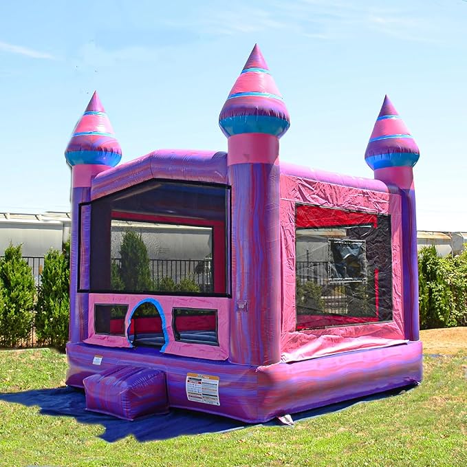 JumpOrange Purplish Commercial Grade Bounce House for Kids and Adults (with Blower), Basketball Hoop, Outdoor Indoor, Birthday Party Rental, Big Inflatable, 13x13