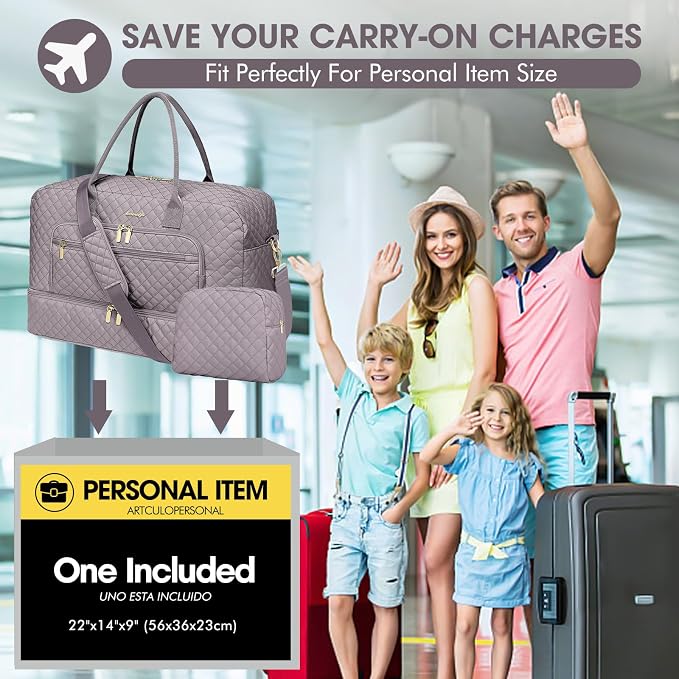 Travel Duffle Bag Weekender for Women - 38L Carry-On Overnight Bag Personal Item Bag with Shoe Compartment & Wet Pocket Weekend Tote Bags with Toiletry Bag Hospital Bags for Labor and Delivery