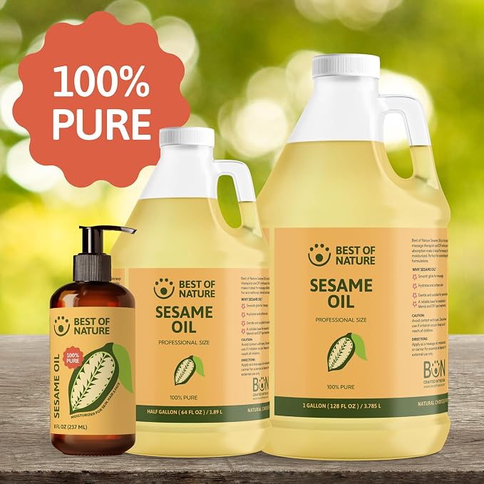 Best of Nature Sesame Body Oil - 5 Gallon Pail (640 oz) - Deep Moisturizing, Detoxifying, Unscented - Unisex - Adults