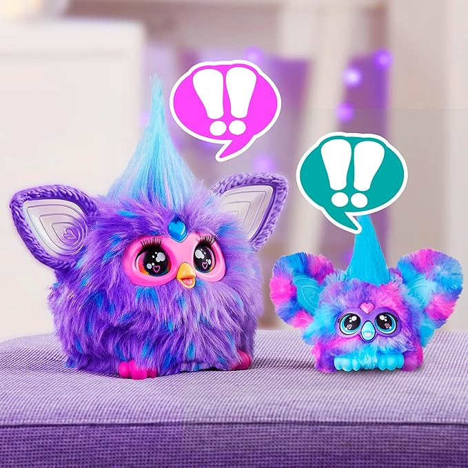 Furby Furblets 2-Pack, Mini Friends Luv-Lee & Mello-Nee, 45+ Sounds Each, Music & Furbish Phrases, Electronic Plush Toys, Red/Green & Purple/Blue, Back to School Gifts, Ages 6+ (Amazon Exclusive)