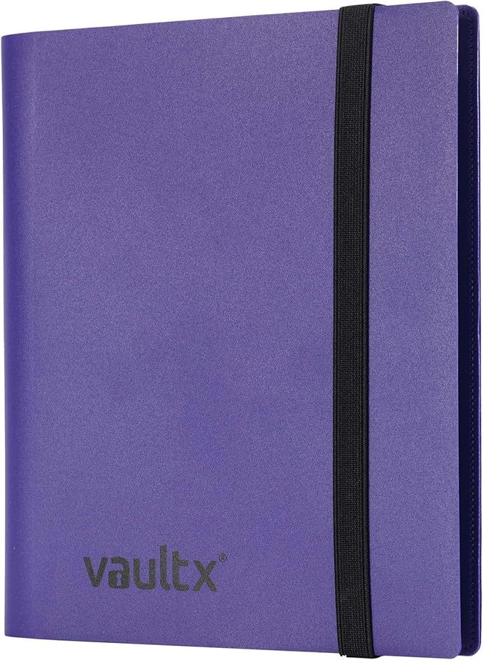 Vault X 4 Pocket Standard Strap Binder, Holds 160 Trading Cards in 20 Side-Loading Pages (Purple)