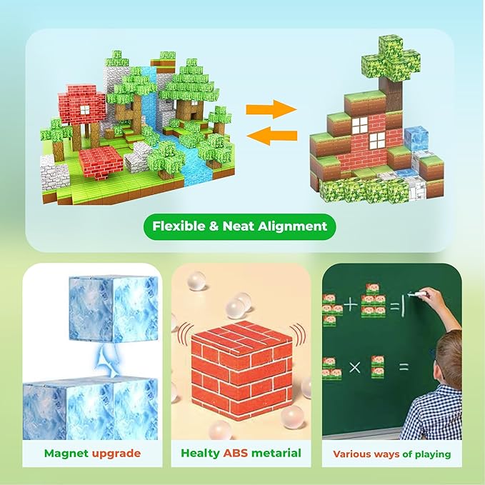154PCS Magnetic Blocks - Build Animal Forest Set, Magnetic Tiles Building for Boys & Girls Age 3-8, STEM Montessori Sensory Toys for Toddlers Kids Gifts for 3+ Years Old, Construction Toy