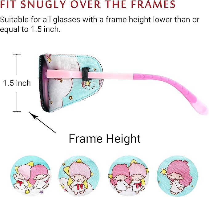 Astropic Cotton & Silk Eye Patch for Kids Glasses (Left Eye, Fairy - Magic Wand)
