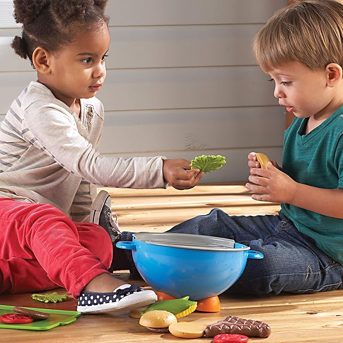 Learning Resources New Sprouts Grill It! Barbecue Set - Play Food for Kids, Kitchen Toys Accessories, Imaginative Play, Fine Motor Skills, Interactive Toddler Activities, Gifts for Boys and Girls