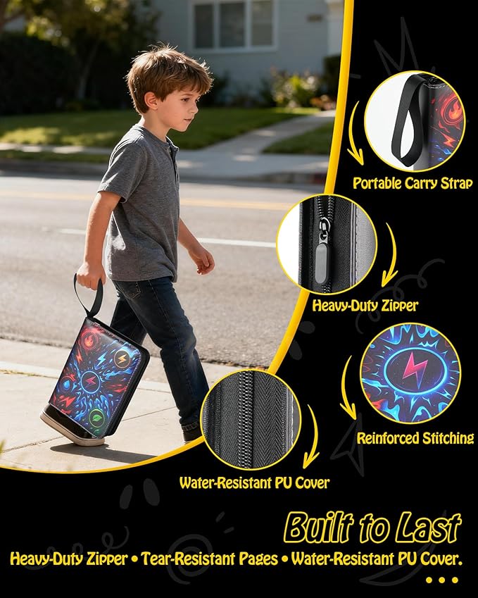 Trading Card Binder, 9-Pocket, Holds 1080 Cards, 120 Pages Side-Loading Card Album, PU Leather, Acid-Free Archival Sleeves, Durable Organizer for MTG, TCG & Sports Cards, Gift for Kids, Boys and Girls