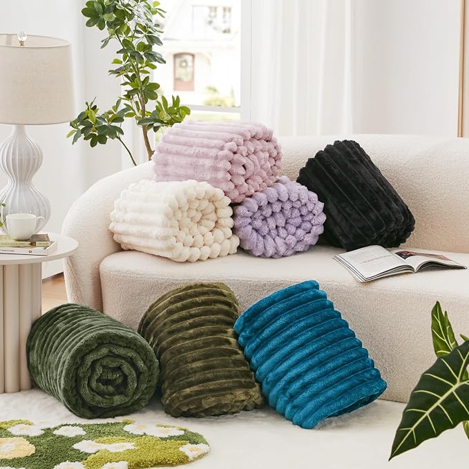 EXQ Home Gentle Soft Fleece Throw Blanket – Cozy Lightweight Blanket for Couch Bed – All-Season Warm Fuzzy Flannel Blanket for Women Mom Her – Gifts for Birthday(50"x60",Olive Green)