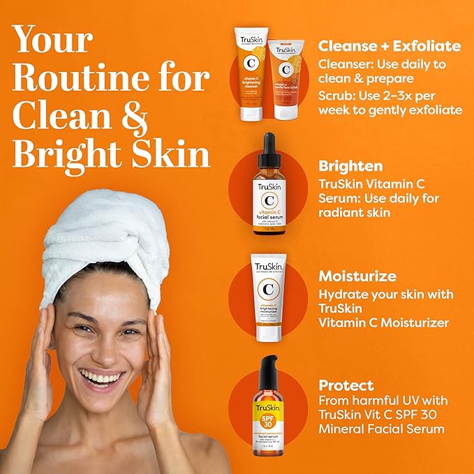TruSkin Vitamin C Face Wash Cleanser - Brightening Facial Cleanser with Vitamins C & E, Rosehip Oil & Aloe - Gently Cleanses & Refreshes for Radiant-Looking Skin, 5 fl oz