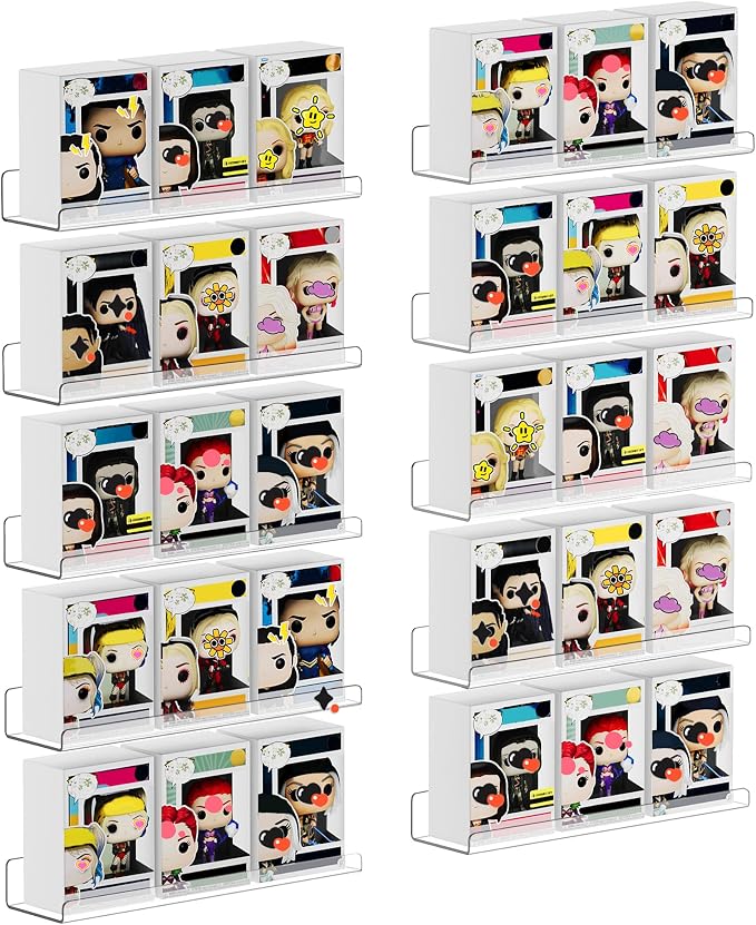 upsimples 10 Pcs 15" Acrylic Shelves for Wall Display and Storage, Clear | Transparent Design Highlights Skincare, Perfume, Easy-to-Find Versatile Floating Shelves for Bathroom, Bedroom and Playroom