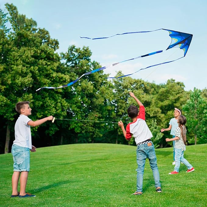Kite, Large Delta Kites for Kids and Adults, Easy to Fly Rainbow Kites, Durable Multifunctional Beach Kite, Tangle-Free Flight Line, Durable