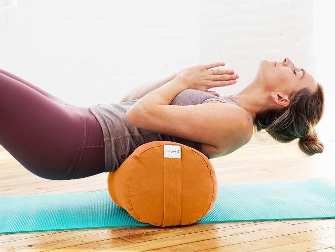 Sol Living Yoga Bolster Pillow for Restorative Yoga, 100% Cotton Meditation Cushion, Extra Firm Support Bolster for Yoga Body Pillow with Removable Washable Cover and Carry Handle