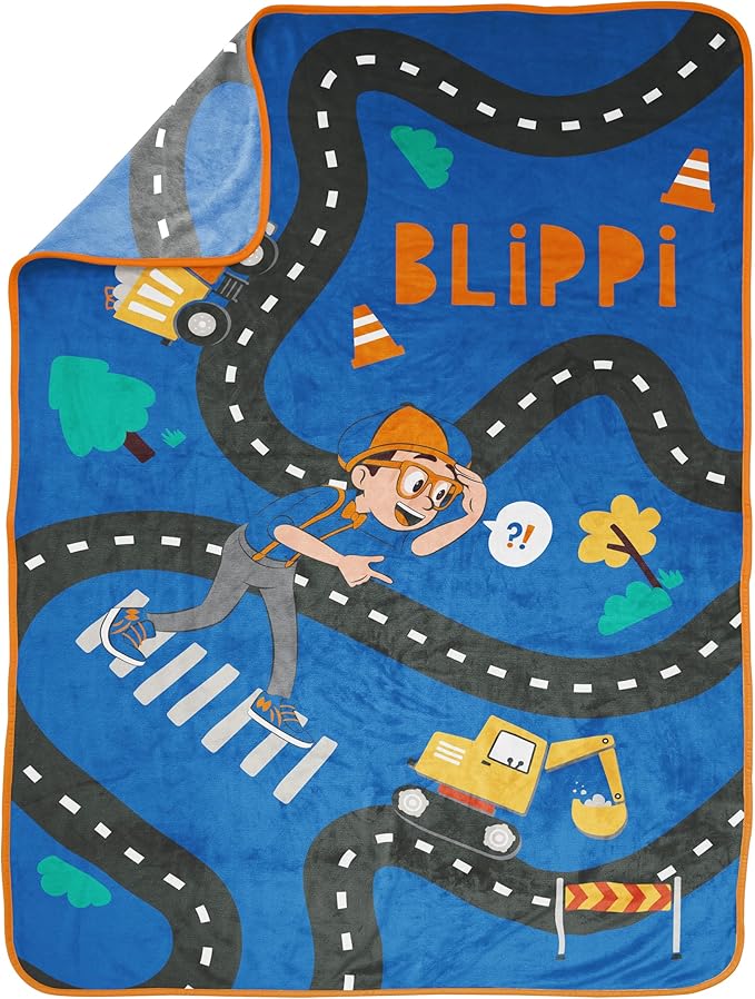 Jay Franco Kids Plush Throw Blanket – Soft & Cozy Fleece Throw for Bedroom & Couch Décor, Official Licensed Product, Blue - Blippi, 46x60 - Throw Blanket
