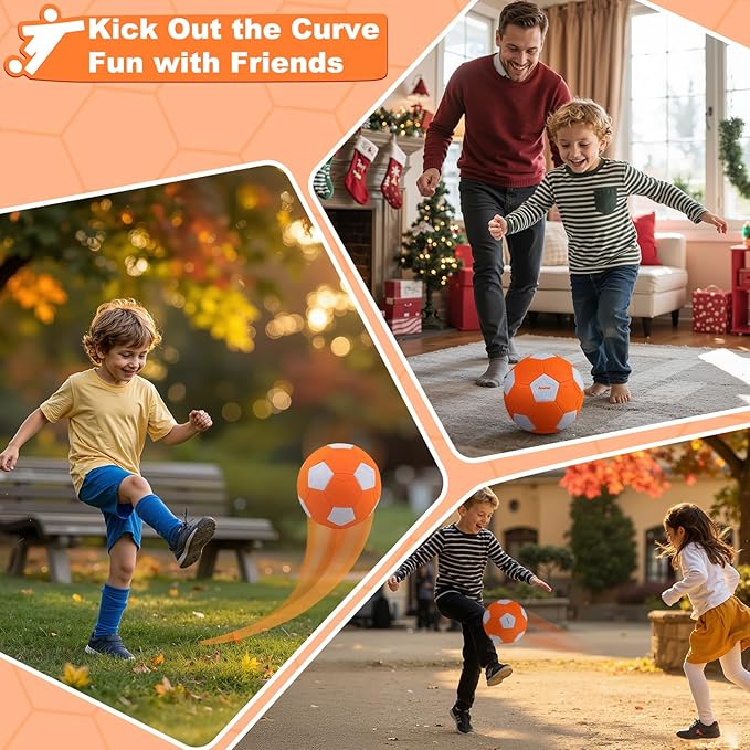 Size 4 Curve Soccer Ball Toy for Kid with Pump & Mesh Bag, Durable & Lightweight, Toddler Swerve Ball for Backyard Game, Indoor Outdoor Play Activity | Birthday Gift for Boy Girl Ages 3+ 4 5 6 7 8-12