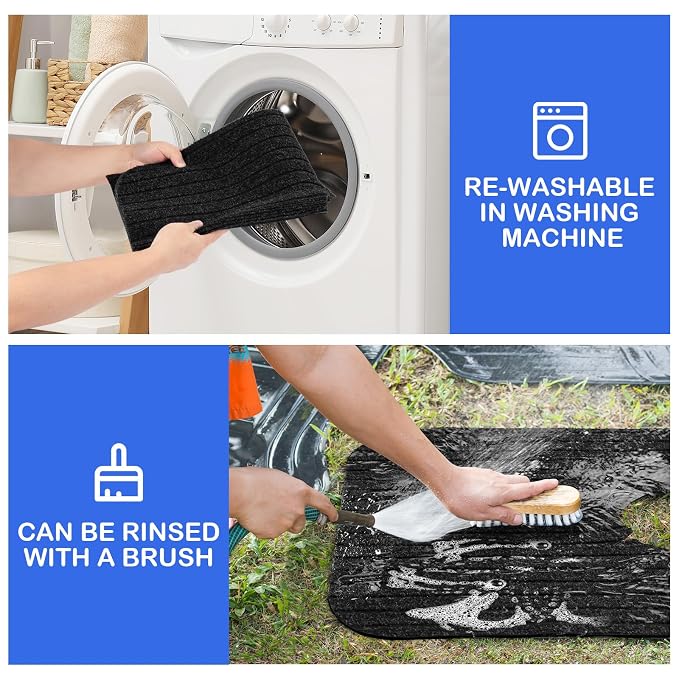 Round Commode Potty Training Mats for Boys, Toilet Training Mats, Potty Training Toilet Rugs, Toilet Rugs u Shaped,Toilet mats for Bathroom,Machine Repeatedly Washable(4 Pack, Black)