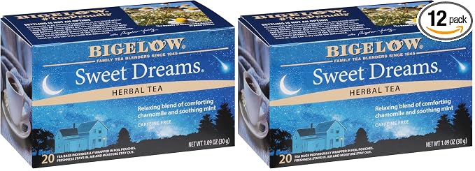 Bigelow Sweet Dreams Herbal Tea Bags,Caffeine Free Herbal Tea, 240 Tea Bags Total, 20 Count Box (Pack of 12)