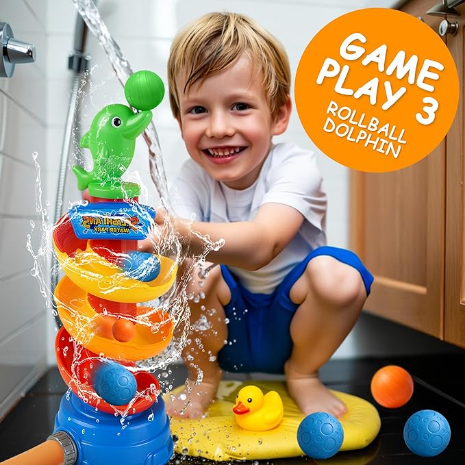 3-in-1 Water Sprinkler Toy for Kids, Outdoor Splash Toy with Rotating Sprayer & Catch Game, Backyard Summer Water Toys for Toddlers Boys Girls Pets