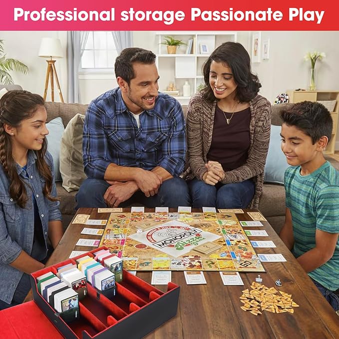 Card Organizer Box, 3000+Trading Card Storage Box, PU Leather Card Organizer Box With 24 Dividers, Magnetic Closure, 4 Supporters, Card Holder Box For Game Sports Card,Red