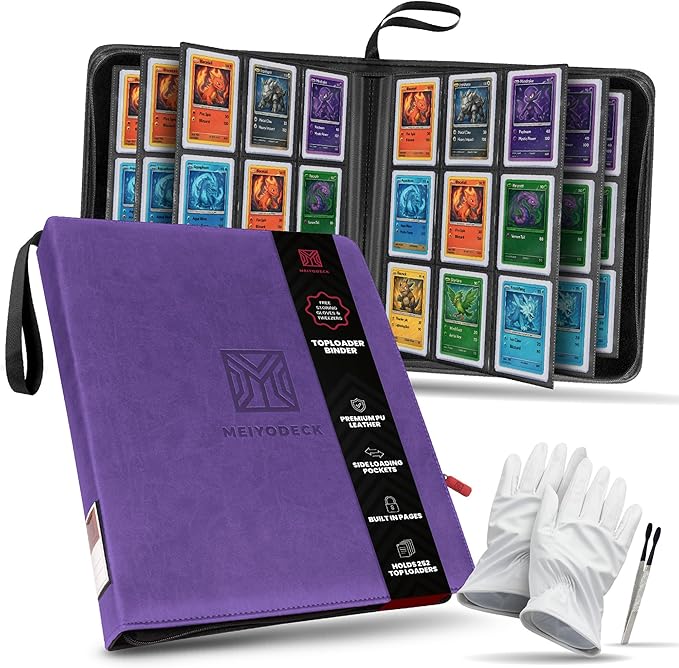 Toploader Binder | Holds 252 Toploaders | 9-Pocket | Ringless Double-Sided Pockets | Includes Collector Tweezers & Gloves | Premium Top Loader Binder for Trading Cards, Pokemon, Yu-Gi-Oh & TCG