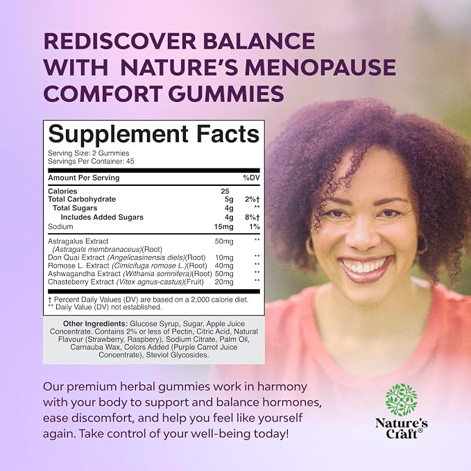 Womens Menopause Gummies with Dong Quai - Menopause Vitamins for Women with Ashwagandha - Holistic Support for Hot Flashes Night Sweats and Mood Swings - Pre & Post Supplements - 90 Count