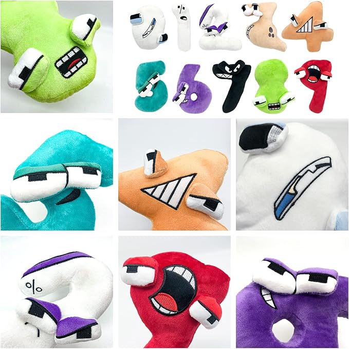 10PCS Nume Lore Plush Throw Pillow Plush Toy,Nume Plush 0-9 Stuffed Figure Doll for Kids and Adults,Birthday Choice for Fans Gifts