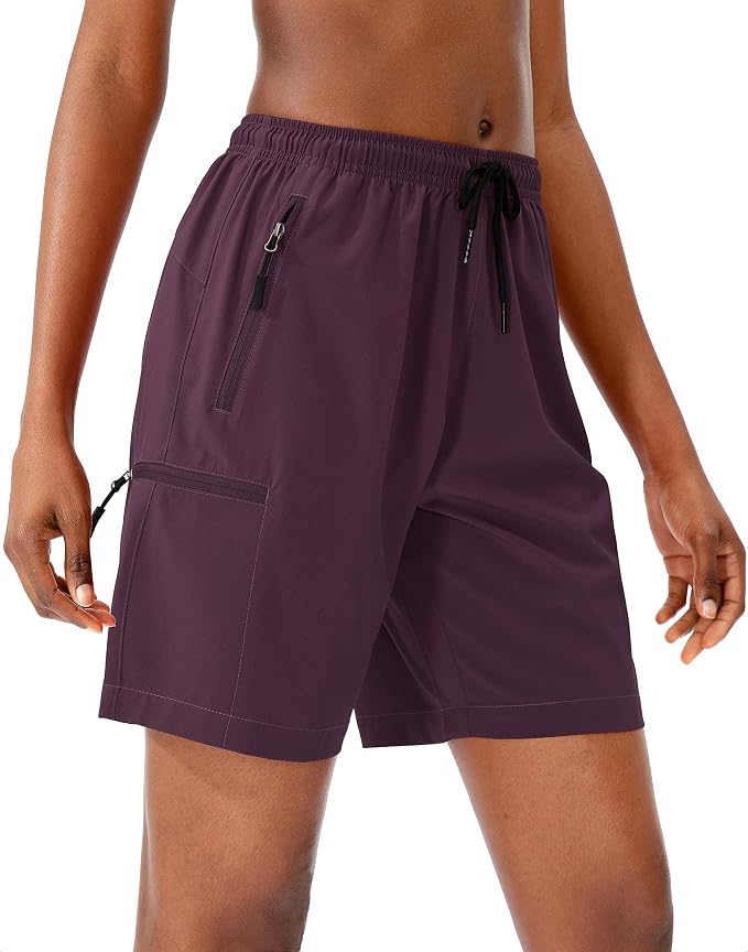 SANTINY Women's 5''/ 7''/9'' Hiking Cargo Shorts Quick Dry Lightweight Summer Shorts for Women Athletic Golf Zipper Pockets