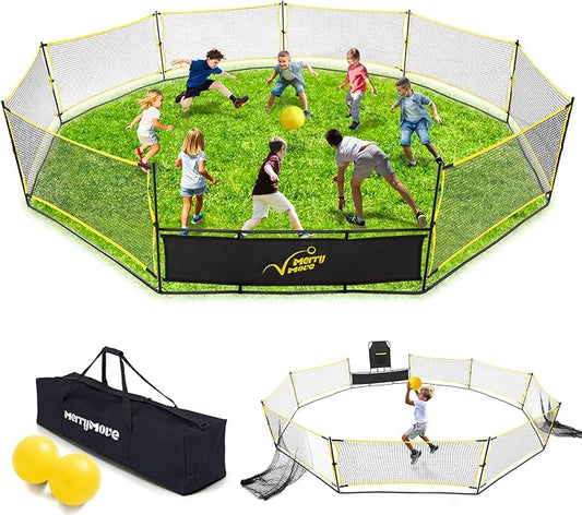 GagaBall Pit 3-in-1 Portable with Basketball Hoop & Soccer Goals, 20ft Giant Arena for Kids, Outdoor Family Game for Camp & School