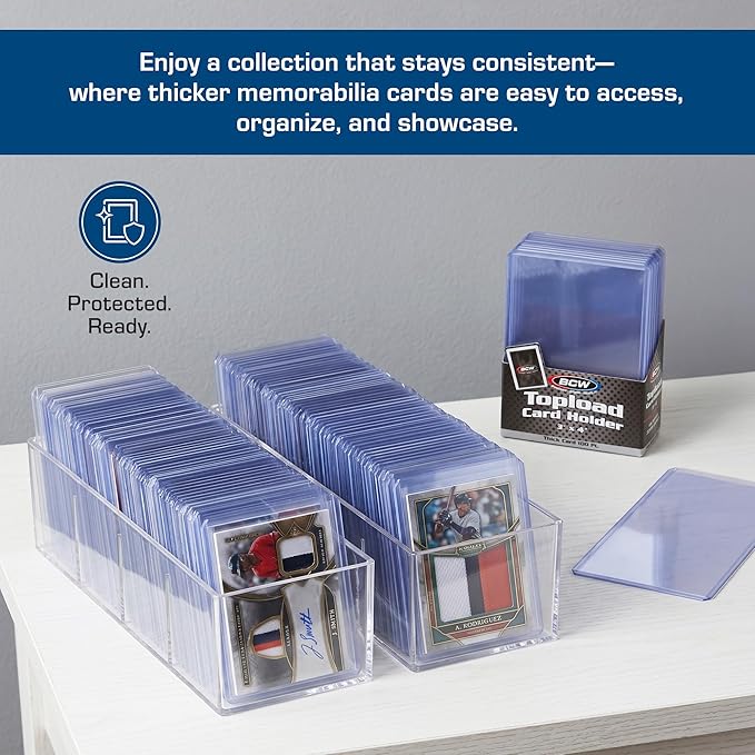 BCW 108 PT. Thick Card Topload Holder - Pack of 1 | Durable Rigid PVC Toploader | Toploaders for Memorabilia, Jersey, Patch, and Relic Cards