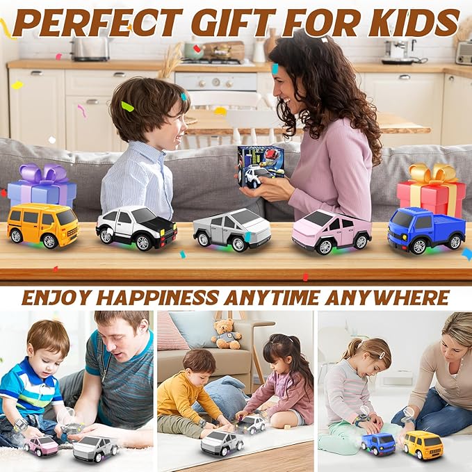 Watch Remote Control Car Toy, 2.4 GHz Mini RC Cars Watch Toy with LED Lights USB Charging Wrist Controlled Small Racing Car Interactive Game Toys for Kids Boy Girl Birthday Christmas