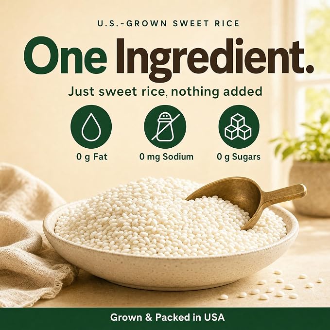 Jayone Sweet Rice, 4 lb, Glutinous Rice, Sticky Rice for Rice Cakes, Desserts, Porridge, Multigrain Rice, and Everyday Cooking