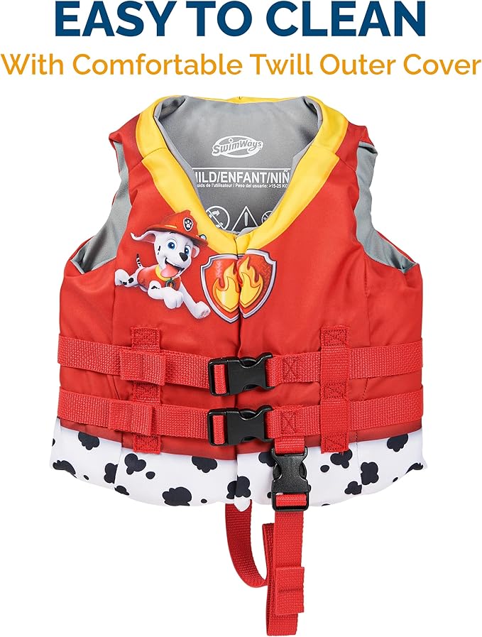 SwimWays Paw Patrol Swim Trainer Life Jacket, US Coast Guard Approved Life Vest Kids Swim Vest, Pool Floats & Life Jackets for Kids, Marshall