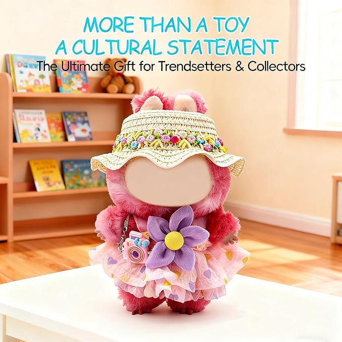 17cm Doll Clothes, Bear Outfits for Clothes Set, Premium Fashion Dolls Keychain Accessories, Faking Animal Style Outfit Jumpsuit (Pink)