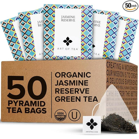 Art of Tea | Organic Jasmine Reserve (Jasmine Tea) | 50 Pyramid Tea Bag Sachets