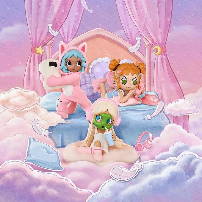 POP MART Lil Peach Riot Sleepover Series Blind Box Figures, Random Design Action Figures Collectible Toys Home Decorations, Holiday Birthday Gifts for Girls and Boys, Whole Set