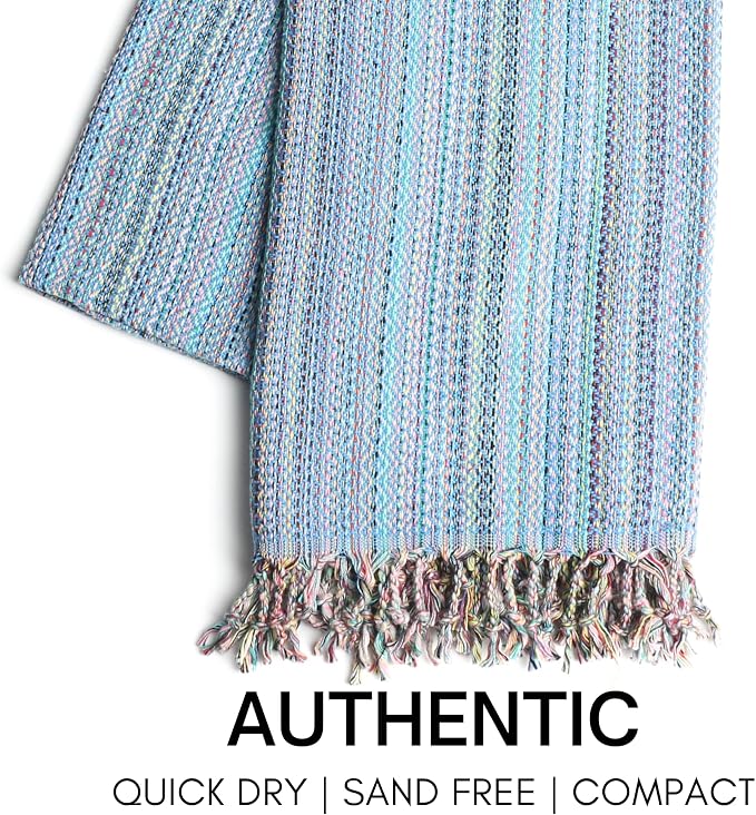BAY LAUREL Turkish Beach Towel with Travel Bag 39 x 71 Quick Dry Sand Free Lightweight Large Oversized Towels Light
