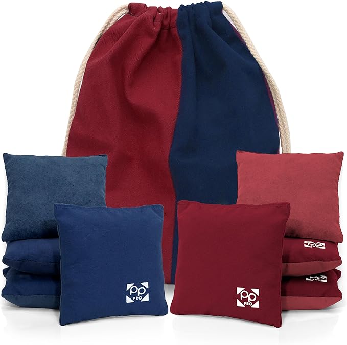 Professional Cornhole Bags - Set of 8 Regulation All Weather Double Sided - Sticky Side/Slick Side Bean Bags for Pro Corn Hole Game